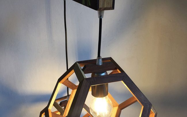 Lampada in legno GANIMEDE DOUBLE ottaedro troncato - Fulcro Firenze