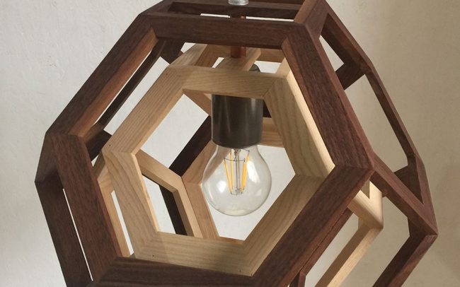 Lampada in legno TRAPPED doppio ottaedro troncato - Fulcro Firenze