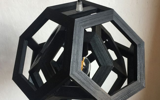 Lampada in legno TRAPPED doppio ottaedro troncato - Fulcro Firenze
