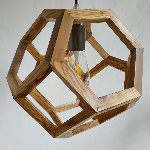 Ganimede Truncated Octahedron wood pendant lamp