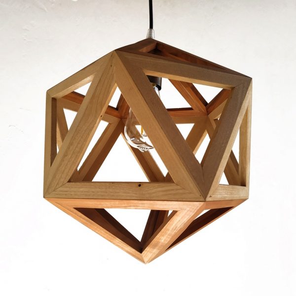 Megaclite Icosahedron wood pendant lamp