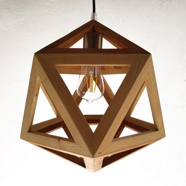 Megaclite Icosahedron wood pendant lamp