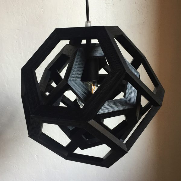 Ganimede Black and Gold truncated octahedron pendant lamp